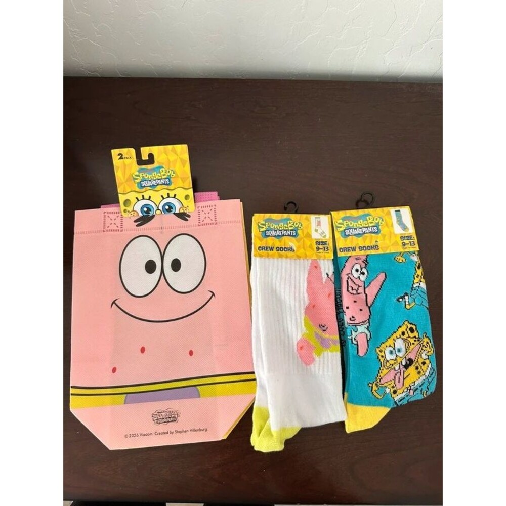 SpongeBob SquarePants Patrick Star Socks 9-13 Tote Bags 4 Piece Nickelodeon Lot